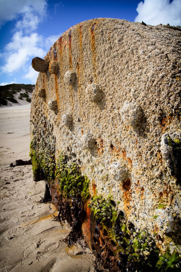 The boiler of the Aberdeen trawler Jean Stephen. Ran aground on 18 January 1958 at Reiss Beach.