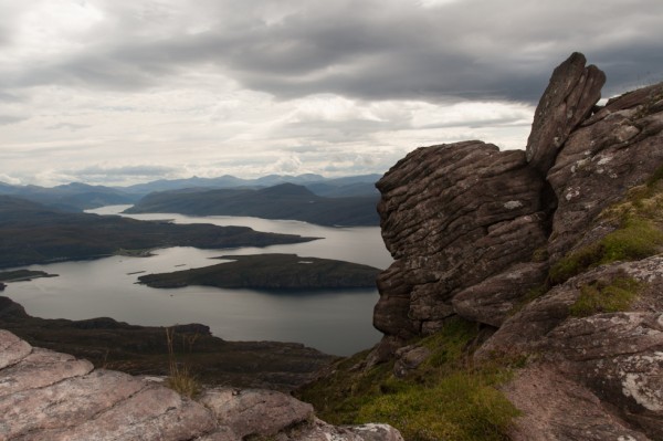 Looking down on Ullapool and Loch Broom from Garbh Choireachan